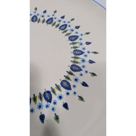 Marcrest Stetson Swiss Alpine Chalet Platter Blue Floral Leaf Design Ovenproof - Picture 5 of 10